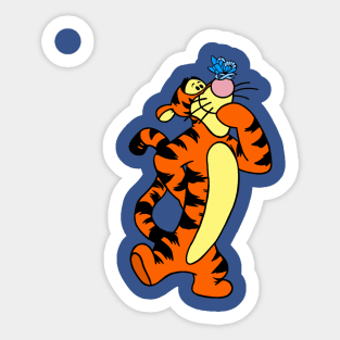 Tiger with Awareness Ribbon Butterfly (Blue) Sticker